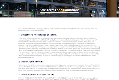 Sale Terms and Conditions Preview